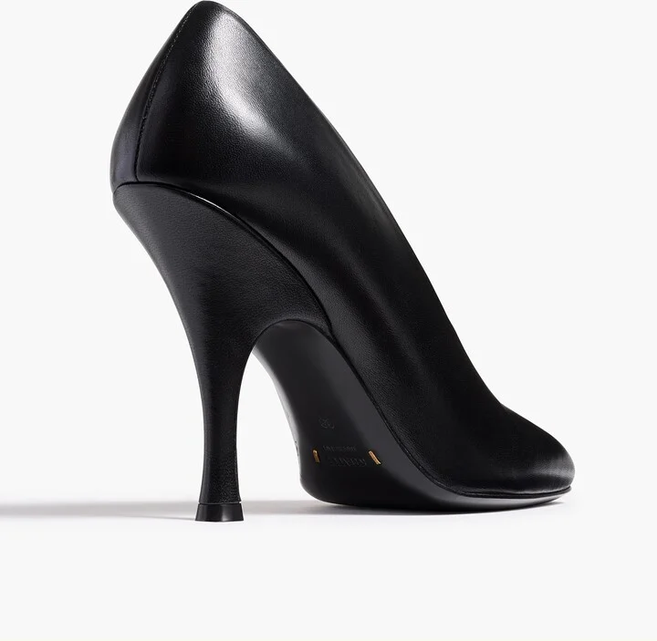 Eva Peep Toe Pump in Black Leather - Image 3