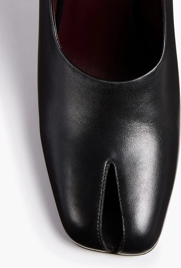 Eva Peep Toe Pump in Black Leather - Image 4