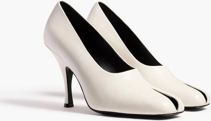 Eva Peep Toe Pump in Optic White Leather - Image 2