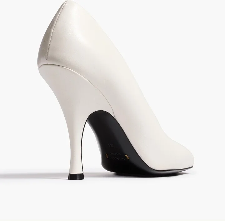 Eva Peep Toe Pump in Optic White Leather - Image 3