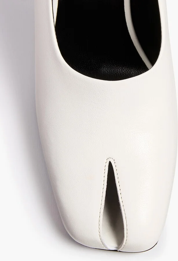 Eva Peep Toe Pump in Optic White Leather - Image 4