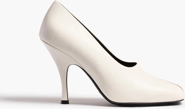 Eva Peep Toe Pump in Optic White Leather