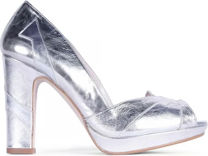 Eva Silver Platform Block Heels