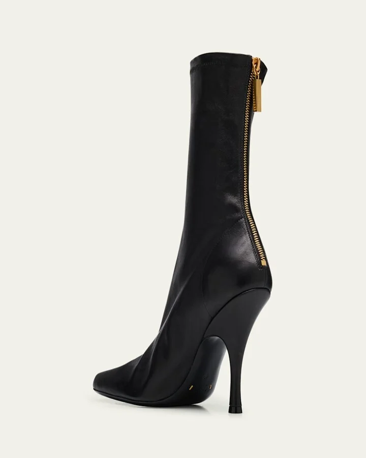 Eva Stretch Leather Ankle Booties - Image 8
