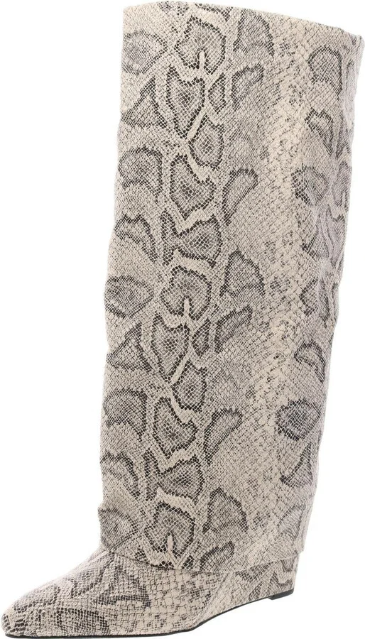 Evander Womens Faux Leather Cuffed Knee-High Boots