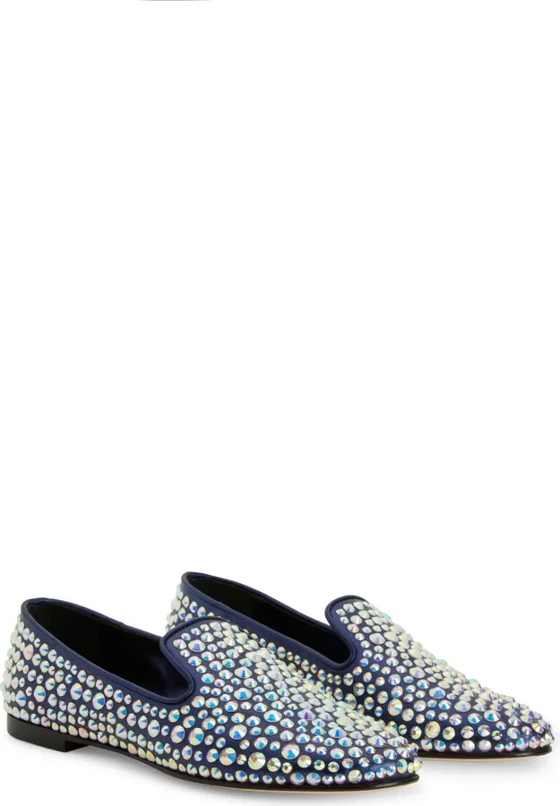 Evangeline rhinestone-embellished suede loafers - Image 2