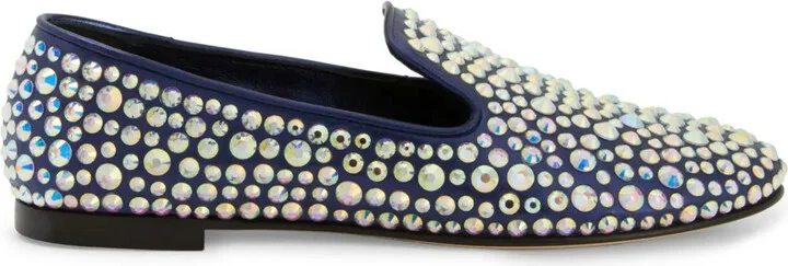 Evangeline rhinestone-embellished suede loafers