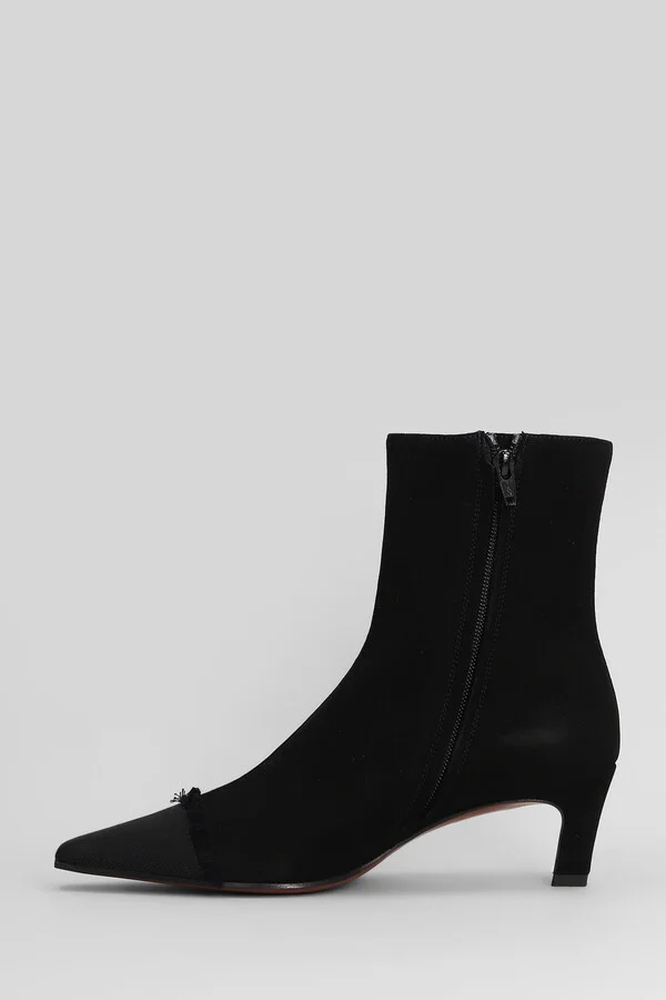 Evari High Heels Ankle Boots In Black Suede - Image 3