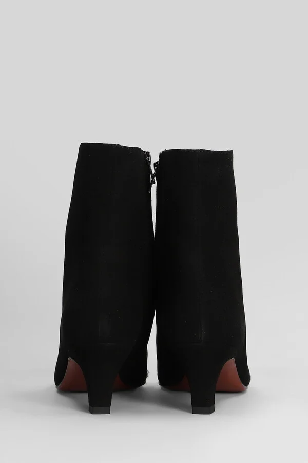 Evari High Heels Ankle Boots In Black Suede - Image 4