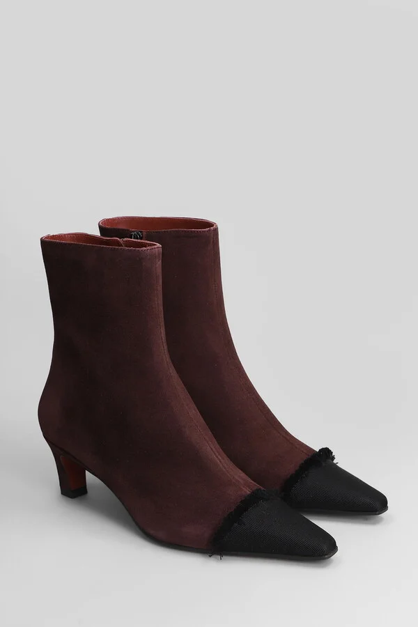 Evari High Heels Ankle Boots In Viola Suede - Image 2