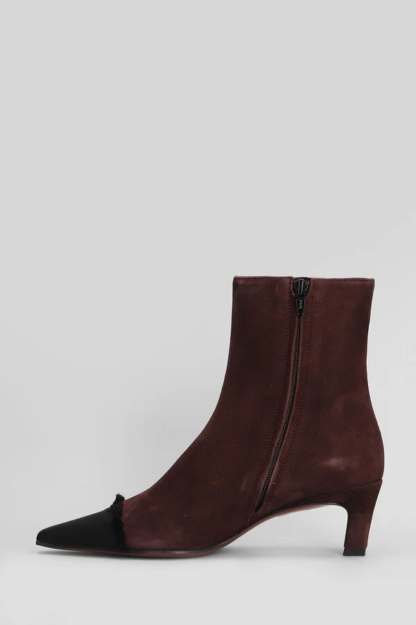Evari High Heels Ankle Boots In Viola Suede - Image 3