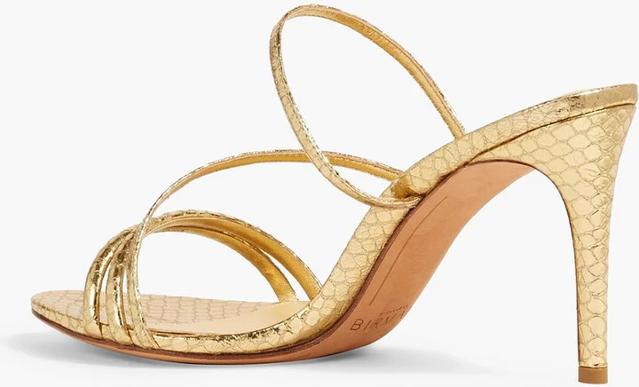 Eve 85 metallic snake-effect leather mules - Image 3
