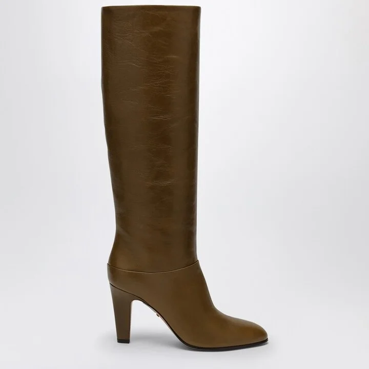 Eve khaki green leather boot