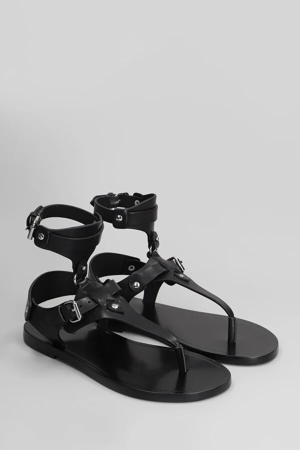 Eveen Flats In Black Leather - Image 2