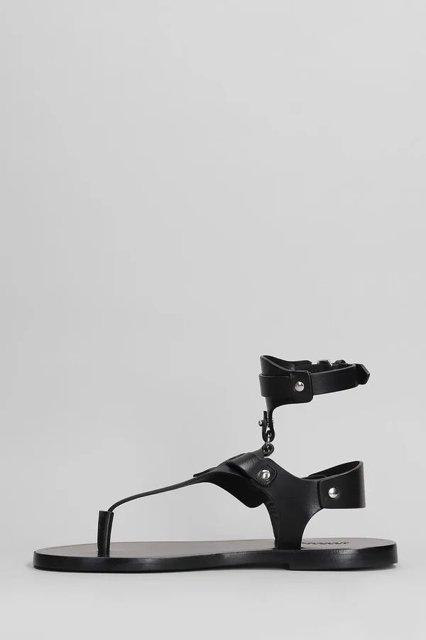 Eveen Flats In Black Leather - Image 3