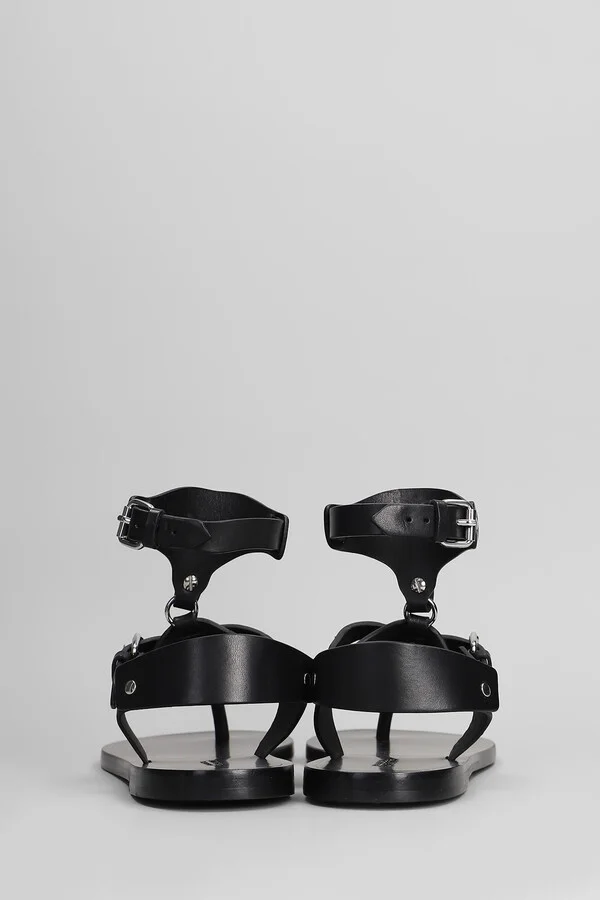 Eveen Flats In Black Leather - Image 4