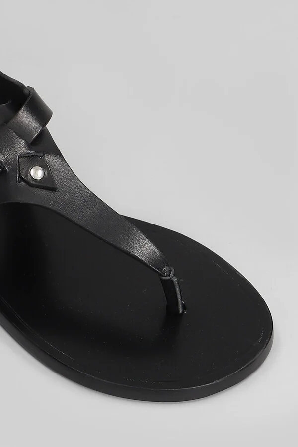 Eveen Flats In Black Leather - Image 5