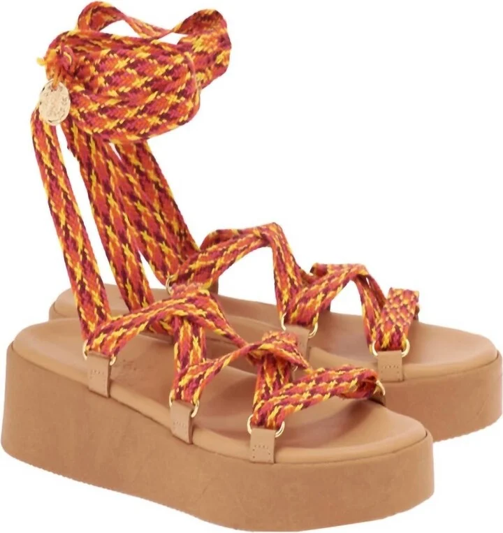 Evelina Rope Sandals In Multi Fuchsia