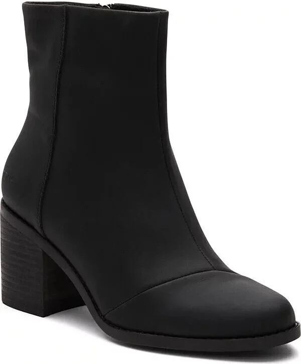 Evelyn 10020228 Booties Women's 6 Black Leather Block Heeled Boots FZP605