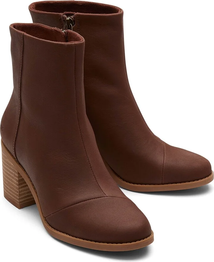 Evelyn Chestnut Leather Heeled Boot - Image 3