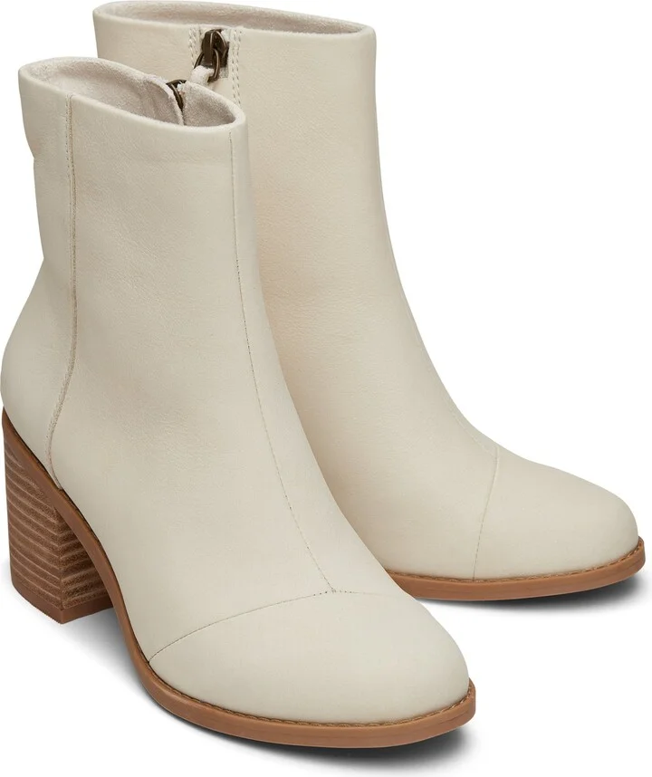 Evelyn Light Sand Leather Heeled Boot - Image 3