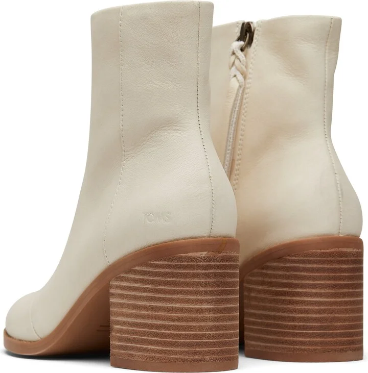 Evelyn Light Sand Leather Heeled Boot - Image 4