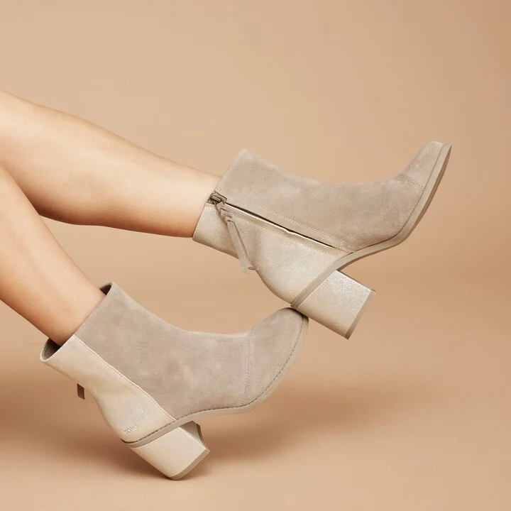 Evelyn Natural Metallic Suede Boot - Image 2