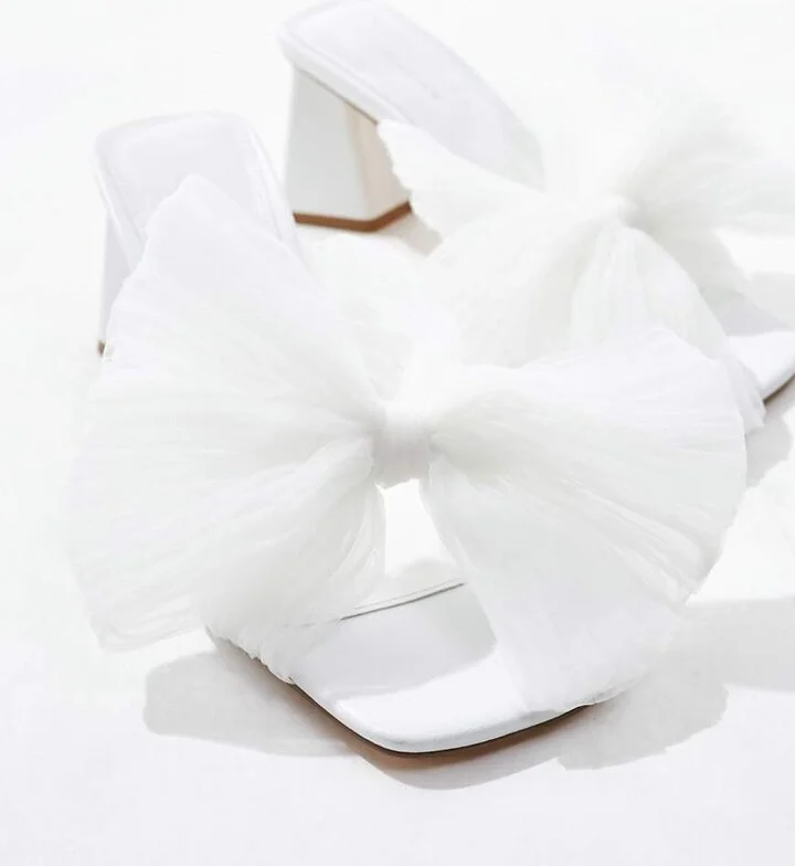 Ever New Bridal raffia bow mule in ivory - Image 2
