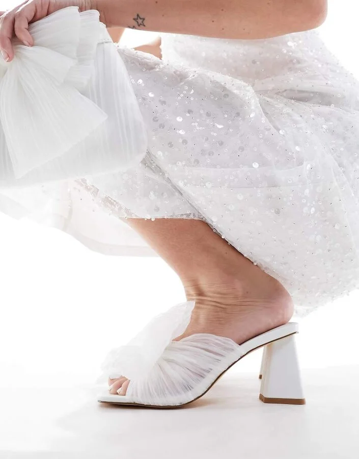 Ever New Bridal raffia bow mule in ivory - Image 3