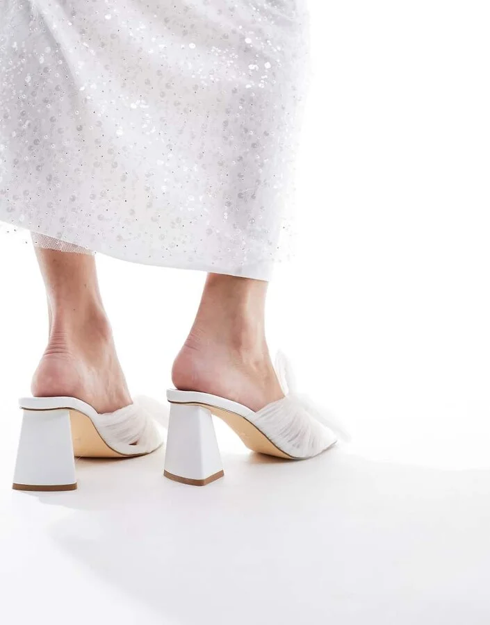 Ever New Bridal raffia bow mule in ivory - Image 4