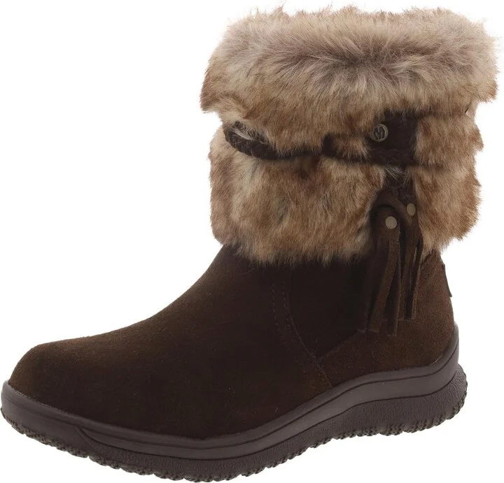 Everett Womens Leather Faux Fur Mid-Calf Boots