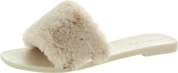 Everette Womens Cozy Faux Fur Jelly Sandals