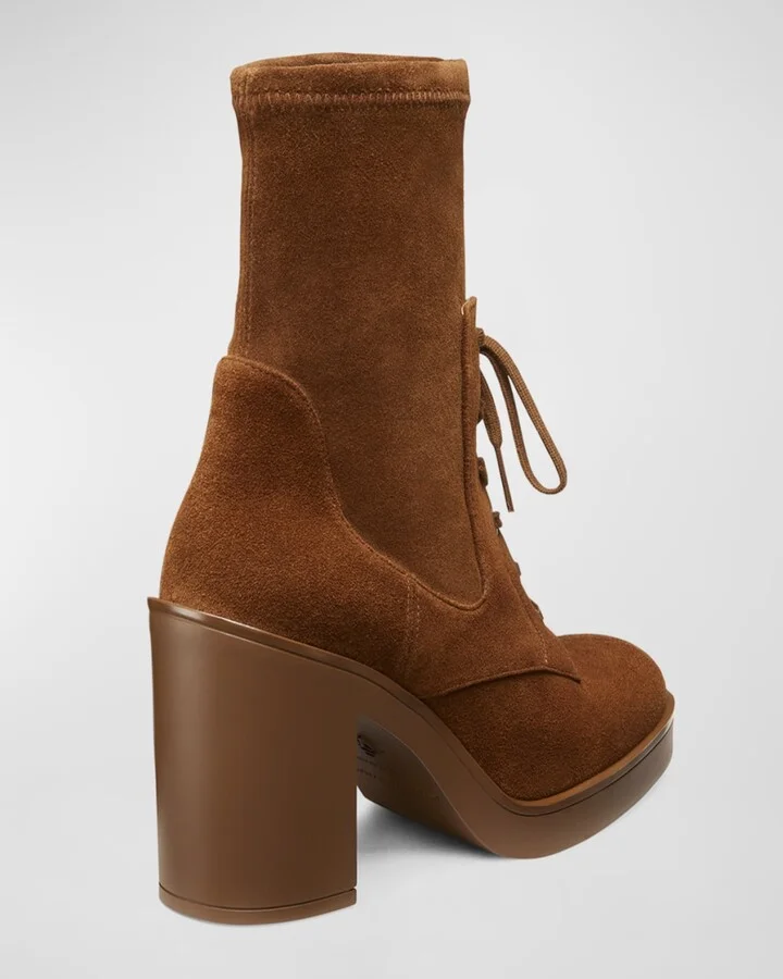 Everitt Stretch Suede Lace-Up Booties - Image 3