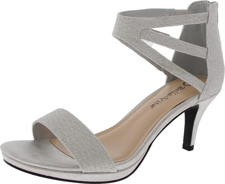 Everly Womens Glitter Faux Leather Ankle Strap