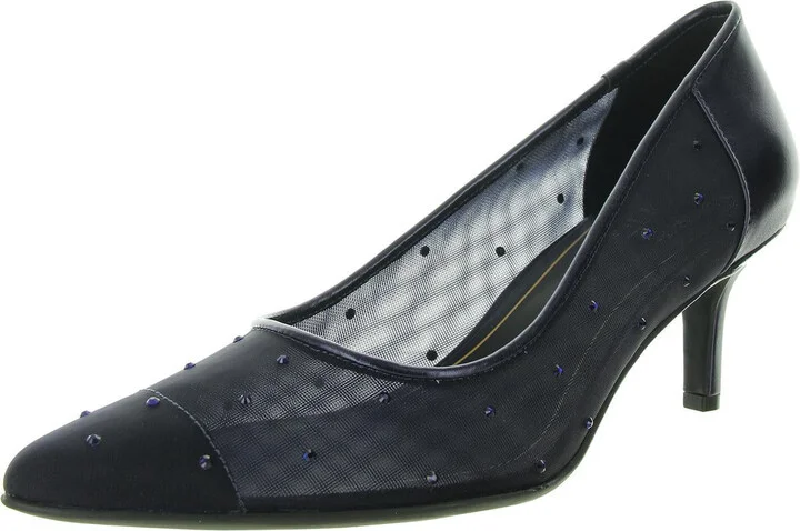 Everly4 Womens Faux Leather Mesh Pumps