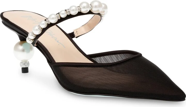 Evey Imitation Pearl Pointed Toe Mule