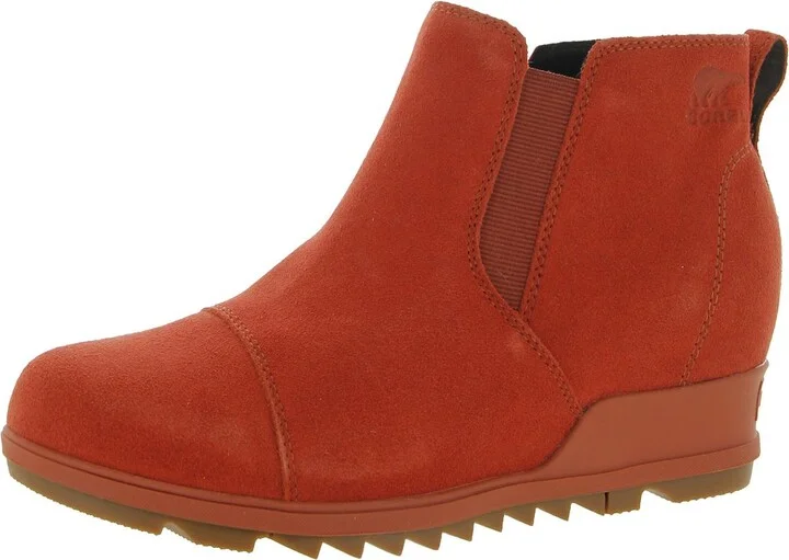Evie Womens Leather Dressy Wedge Boots
