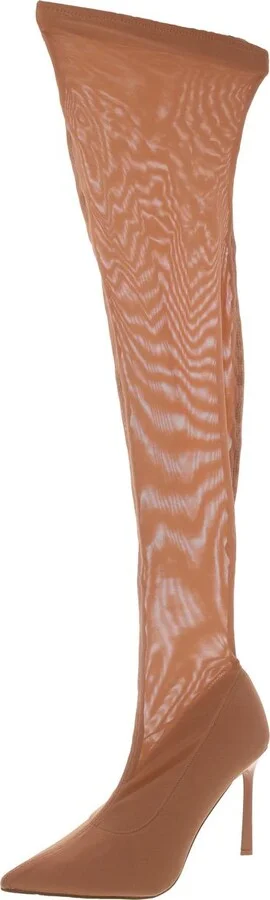 Evie Womens Sheer Pointed Toe Over-The-Knee Boots