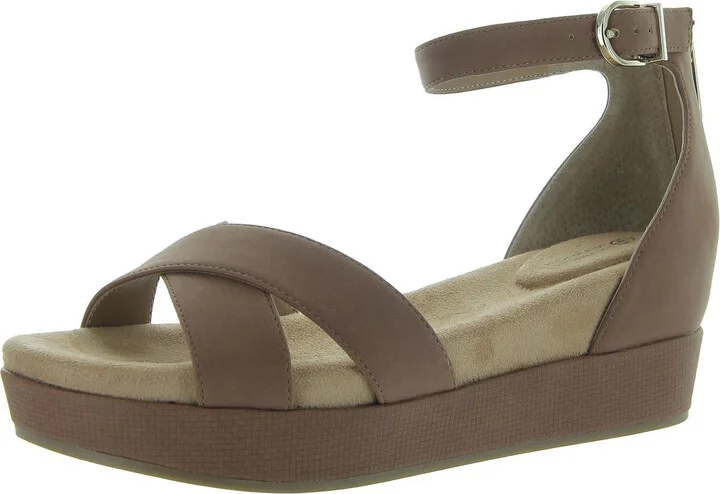 Evieen Womens Nubuck Buckle Platform Sandals