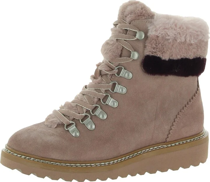 Evita Womens Suede Faux Fur Hiking Boots