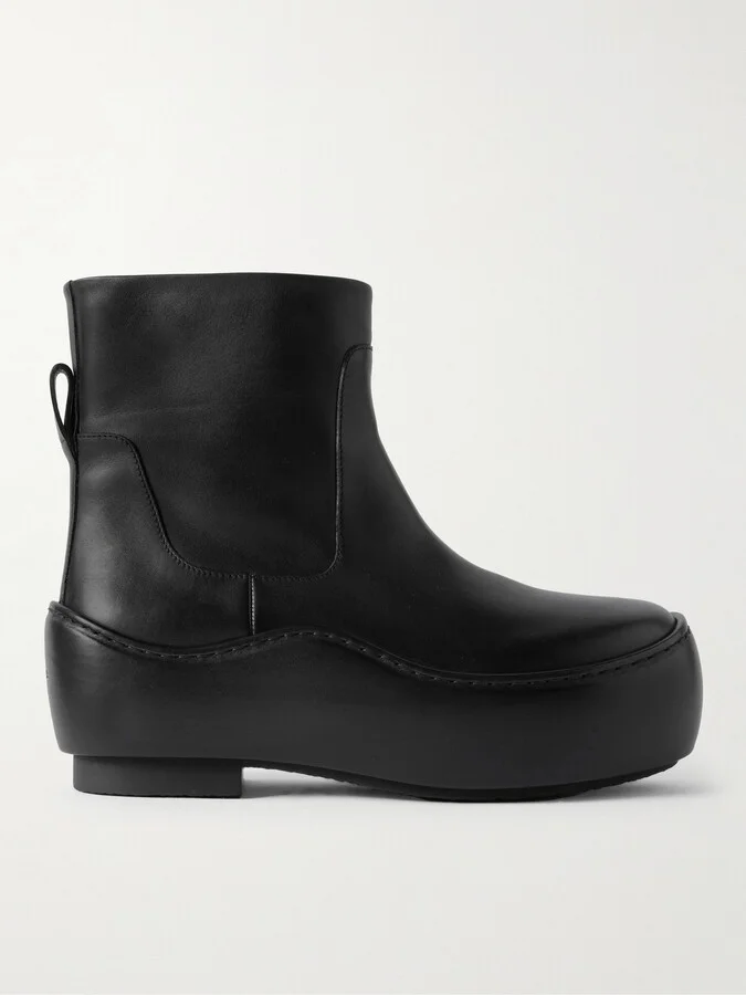 Exaggerated-Sole Leather Chelsea Boots