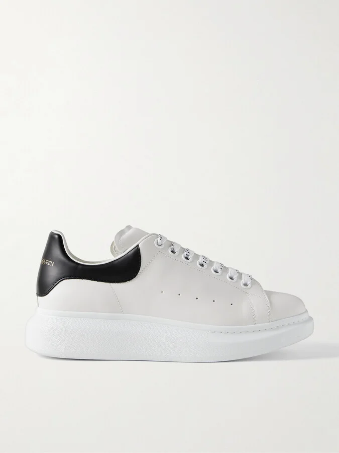 Exaggerated-Sole Leather Sneakers