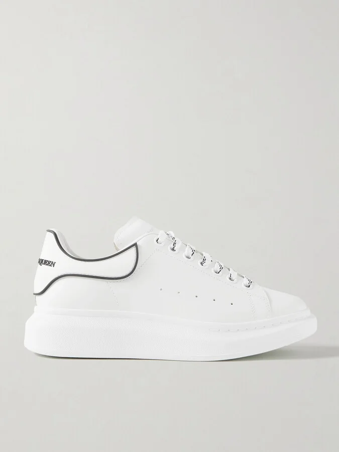 Exaggerated-Sole Leather Sneakers