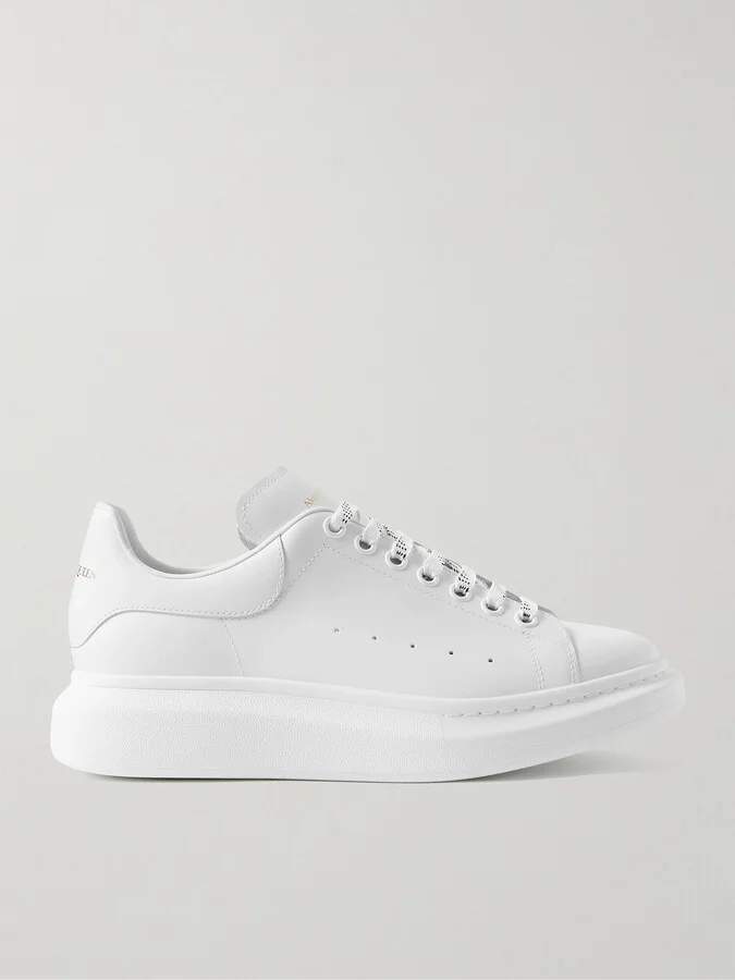 Exaggerated-Sole Leather Sneakers