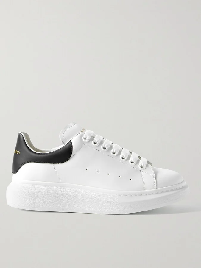 Exaggerated-Sole Leather Sneakers