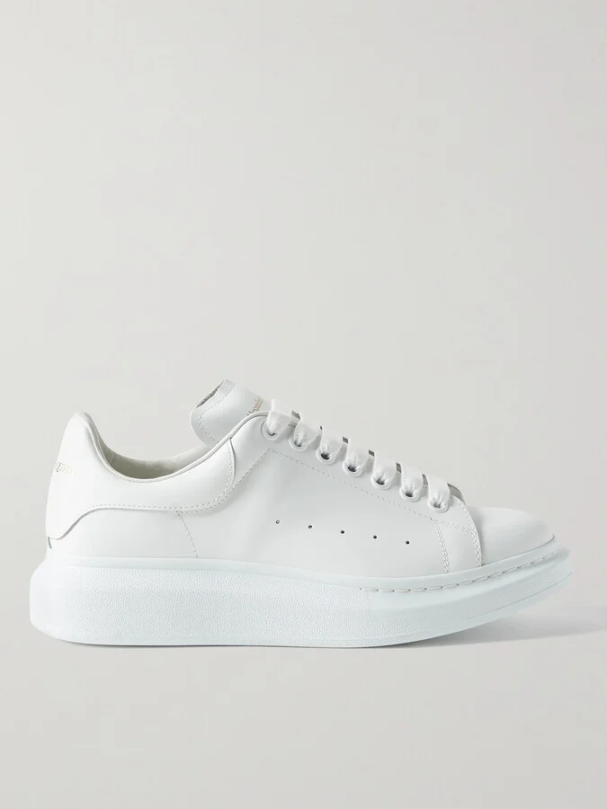 Exaggerated-Sole Leather Sneakers