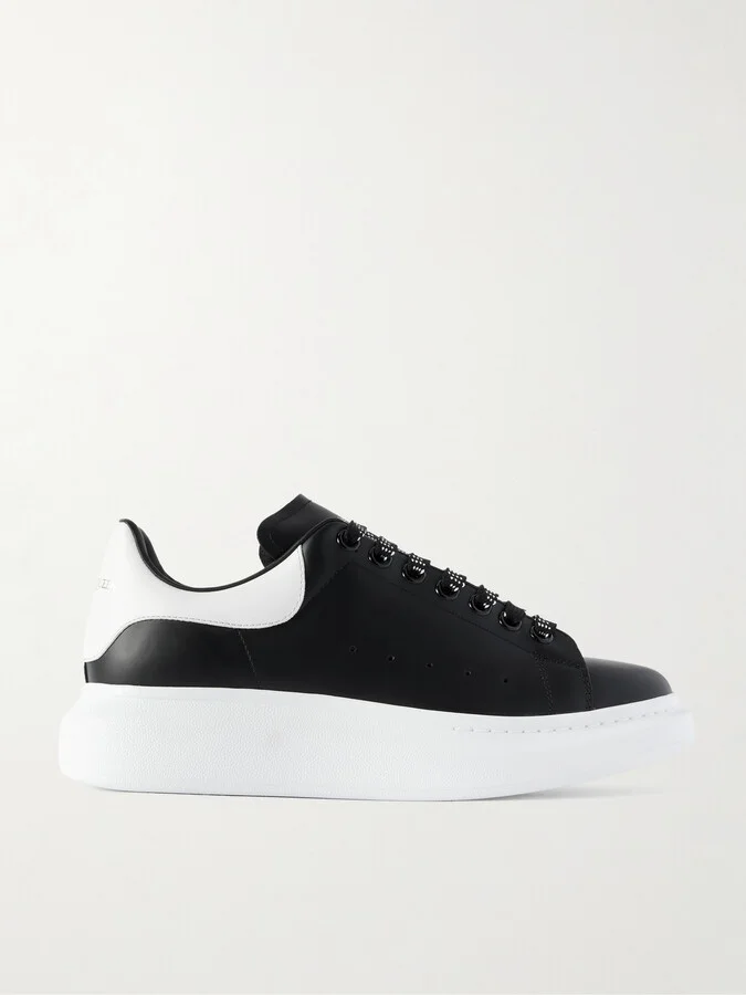 Exaggerated-Sole Studded Leather Sneakers