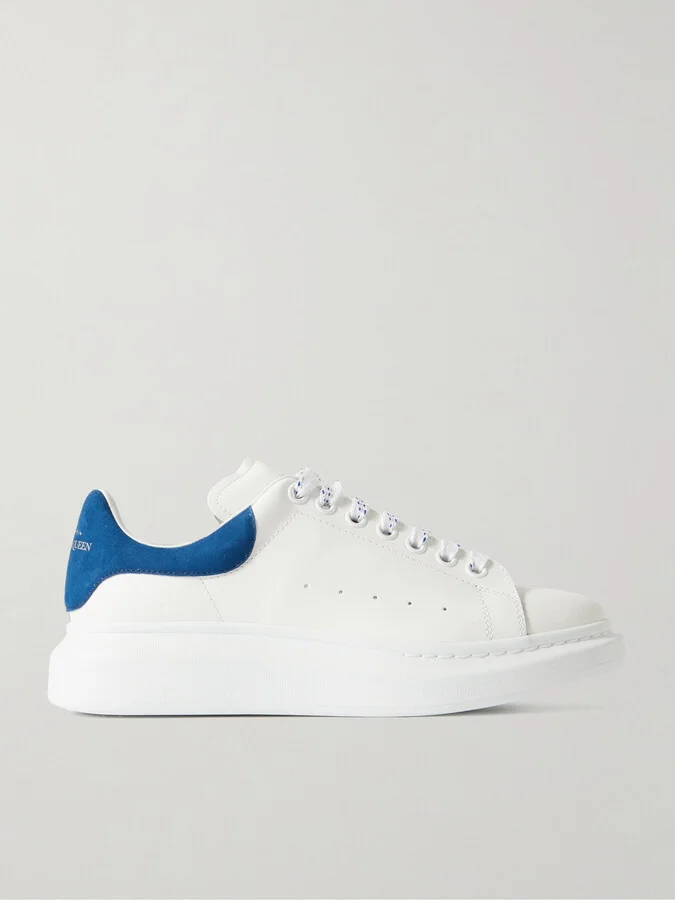 Exaggerated-Sole Suede-Trimmed Leather Sneakers