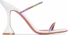 Exclusive Gilda Rainbow Slipper White Leather + Rainbow Crystals