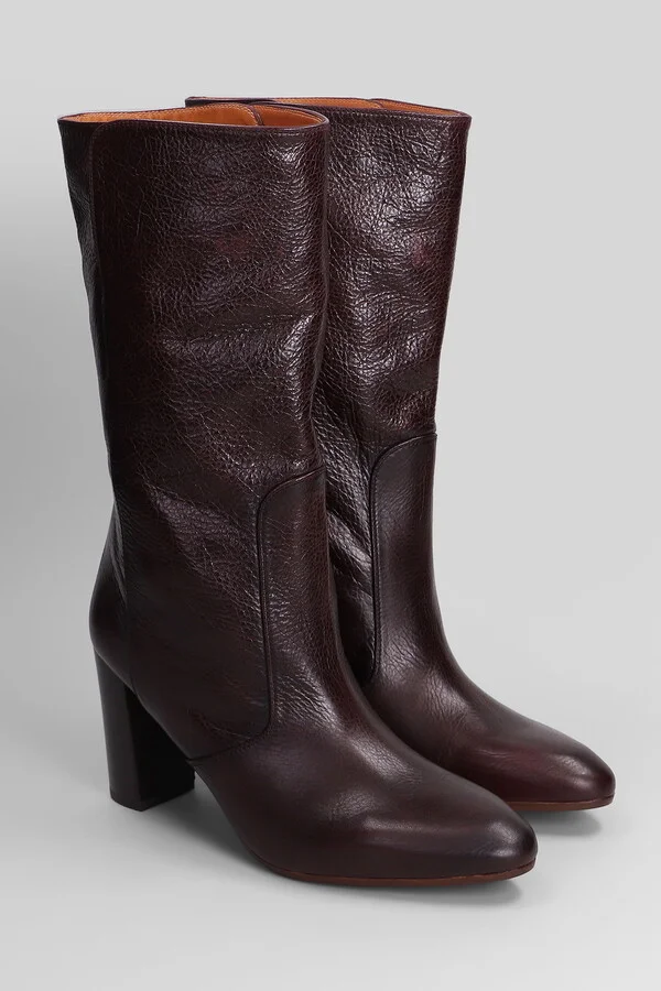 Exis High Heels Ankle Boots In Bordeaux Leather - Image 2
